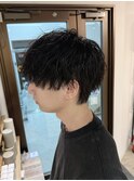 ソフトツイストパーマ　メンズサロン　マッシュ　カット　韓国