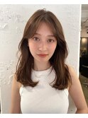 ミディアムヘアレイヤーカット前髪カット髪質改善トリートメント