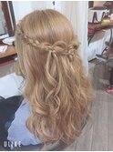 リボン編み込みヘアメイク