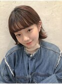 似合わせカット切りっぱなしくびれヘアミディ前髪パーマ【中居】
