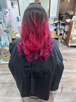 コジック ヘアアンドアイ(Cogic hair & eye)&nbsp;派手髪グラデーションダブルカラーブリーチピンク×黒髪