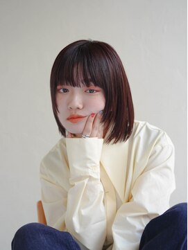 ムク 甲府(muku.) ミディアムヘア/斜めバング/グレージュカラー/甲府駅