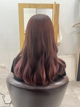 ラフ 原宿(L.a.a.g.f harajuku) インナーカラー ピンク ロング@原宿