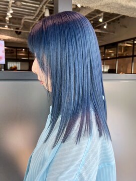 おくれ毛ブリーチダブルカラー韓国ヘアミディアム_ba559263