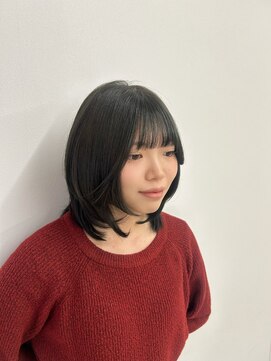 ラーム 福岡香椎店(rame) レイヤーカット、オリーブカラー