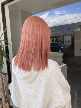 ナンバー(number+) 20代30代ソフトウルフ肩ラインダブルカラーピンクカラー