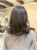 ミディアムレイヤー/レイヤー/ふんわりカール/ショコラアッシュ 