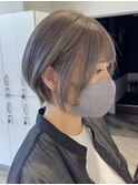 グレイベージュ_グレージュ_ケアブリーチ_ショートボブ