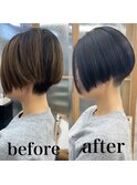 【市井友佳子】刈り上げショート×ネイビーブルー