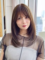 アフロート ディル(AFLOAT D'L) ミディアムレイヤーカット似合わせカット内巻きダークアッシュ