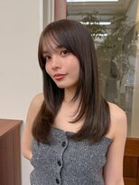 ガーランドギンザ(Garland Ginza) セミロングレイヤーカットオリーブベージュ顔まわりカット