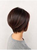 襟足シャギー×艶髪ピンクブラウンの丸みグラボブ