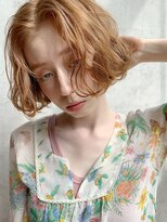 オレンジベージュ＋ボブウェーブ♪