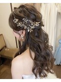 洋装 ゆるふわ 大きな カール ハーフアップ ヘアアレンジ