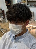 ツイストスパイラルパーマ波巻きスパイラルツーブロックマンバン