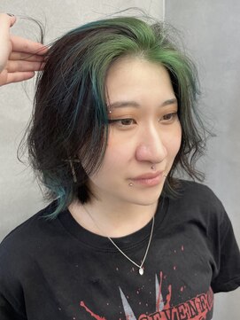 ファイブバイジエクト 堀江(FIVE by The Ect) フェイスフレーミング インナー緑 緑カラー グラデーション