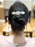 シンプルシニヨン綺麗めヘアアレンジ/新宿/新宿西口
