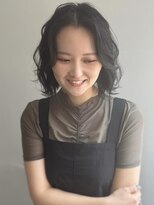 エル セルカ 高田馬場(el CERCA) 韓国風ブラックカラー×切りっぱなしボブスタイル