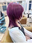 パープルピンク【山口市美容室】【山口市ウルフカット】