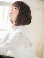 大波純一美容室パーティハン&nbsp;フェミニンチェリーレッドひし形レイヤーカットa小山10代20代