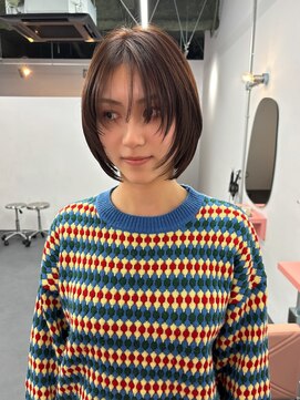 ツイ 新潟駅南けやき通り(tui) 顔まわりレイヤー/ぷつっとボブ/前髪長め/ブラウンカラー