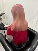 ブリーチ1回で作るピンクベージュロング