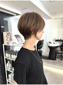 大人可愛い20代30代40代前下がりショートボブ/ハンサムショート
