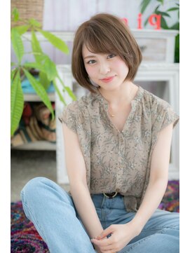 ヘアアンドビューティー ミック(Hair & Beauty miq) 大人かわいい＊斜めバング×前下がりのナチュラルボブ