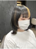 黒×金 デザインウルフカット