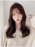 韓国風シースルーバング大人ガーリーフェイスレイヤーくびれ巻き