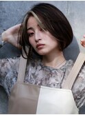大人ハイライトくせ毛多毛ショートボブフェイスフレーミング