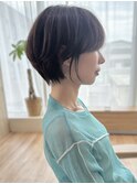 say.黒髪ボブルフネビージュ小顔ワンレンショートハイライト暗髪