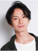 メンズ 爽やかアップバングショート ポイントパーマ ビジネス◎