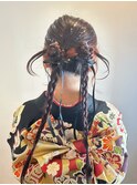 《成人式》カチモリｘツイン団子編みおろし【ROKI】