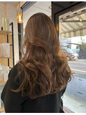 ロングレイヤー×オリーブベージュ