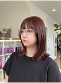 【DIFINO　青山】くびれボブ/切りっぱなし/レッドブラウン