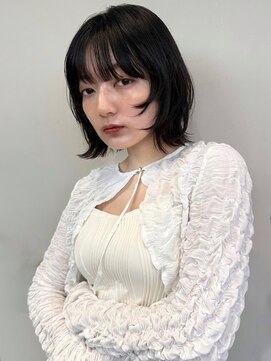 ミンクス 銀座店(MINX) MINX宇都　顔まわりレイヤー外ハネボブ　黒髪ボブ