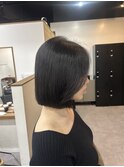 韓国風ミニボブタンバルモリ切りっぱなしボブ前髪あり小顔ボブ