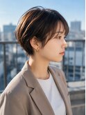 ショートカット×白髪ぼかし、ハイライト×縮毛矯正×髪質改善