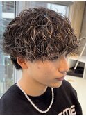 メンズ ハイライトカラー プードルパーマ ポップコーンパーマ