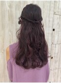 ウォニョン風【ねじねじハーフアップ】韓国風ヘア