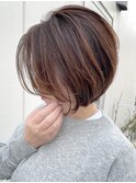 30代40代50代　大人女性/白髪ぼかしハイライトショートボブ