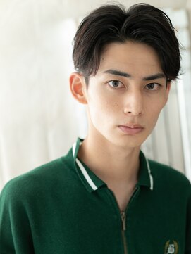 トニーアンドガイメン ホテル京阪仙台店(TONI&GUY MEN) アッシュブラック七三分けツーブロック好感マッシュヘアe仙台