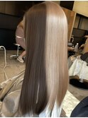 ベージュカラー　ブリーチなし　透明感カラー