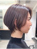 表参道白髪ぼかしウルフショートボブアッシュベージュ30代40代