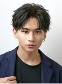 フェザーパーマセンターパートニュアンスパーマ韓国マッシュ黒髪