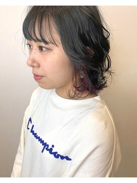 アンソメット 上津店(UN SOMMET) インナーカラー（イヤリングカラー）×ボブ[UNSOMMET_KAZUMI]