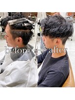 フレームプラス 御堂筋難波店(FRAME +)&nbsp;ツーブロマッシュ前下がりナチュラルパーマ束感カット
