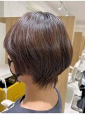【スタイル】白髪ぼかしカラー/ショートボブ/ひし形シルエット