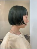 ボブ_美髪ピンクブラウン切りっぱなしボブエアリーロング